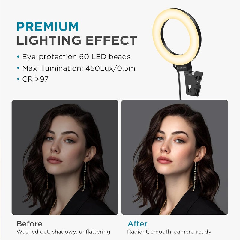 InnoGear Video Conference Light, 5" 60 LED On-Camera Video Lights for Monitor Desk LED Streaming Lighting with Desk Tripod Selfie Zoom Lighting for Computer Camera Webcam Laptop Podcast, Recording - Image 3